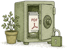 A locked safe holding a PDF document